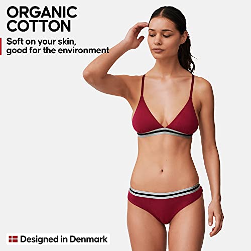 DANISH ENDURANCE Tangas de Algodón Orgánico para Mujer, Pack de 3, Ropa Interior de Mujer Elástica y Cómoda, Certificado Oeko-Tex (Multicolor (1x Negro, 1x Gris, 1x Rosa Frambuesa), S)