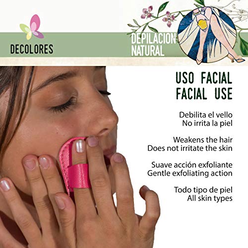 Decolores | Guante depilatorio facial de color azul. Guantes para eliminar el vello y las células muertas dejando tu piel totalmente suave y perfecta.