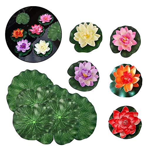 Decoración de Flor de Loto, 8Pcs Flor de Loto Impermeable, Loto Artificial, Flor de Loto de Espuma, Flor de Loto Flotante, 10cm para Estanque de Jardín, Fuente, Decoración de Acuarios (8 Colores)