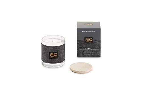 Decoragloba - Vela Aromática en Vaso de Cristal - Fragancia Bakhit - Aroma Masculino de Canela, Cardamomo, Cedro, Sándalo y Vainilla - 50 Horas de Quemado - Colección "África Experience" - 220gr