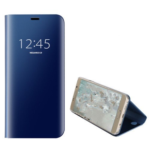 Dedux Funda Samsung Galaxy A20e + [2 Pack] Protector de Pantalla - Modelo Inteligente Fecha/Hora Ver Espejo Brillante tirón del Caso Duro con para el Samsung Galaxy A20e, Azul