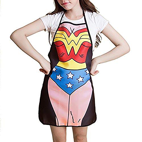 Delantal de Cocina Sexy – Superman + Wonder Woman 2 Piezas de Delantales, Divertidos Delantales de Cocina creativos (Superman + Wonder Woman)