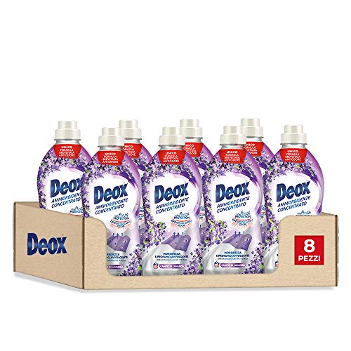 Deox Suavizante concentrado con perfume de campo de lavanda – Fórmula patentada antiolores – Eficacia activa contra los malos olores – 33 lvg x 8 envases, 5280 ml