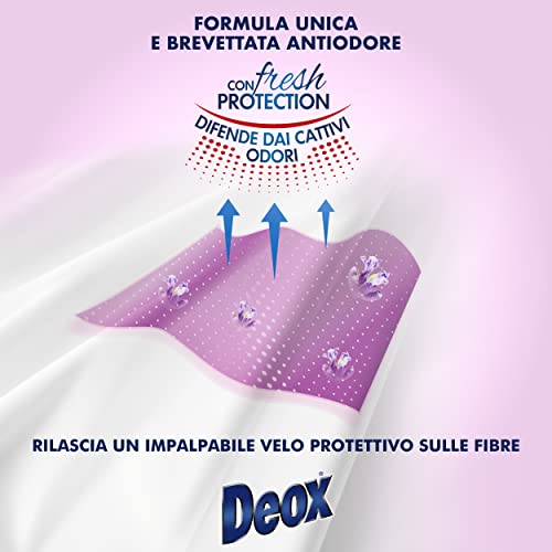 Deox Suavizante concentrado con perfume de campo de lavanda – Fórmula patentada antiolores – Eficacia activa contra los malos olores – 33 lvg x 8 envases, 5280 ml