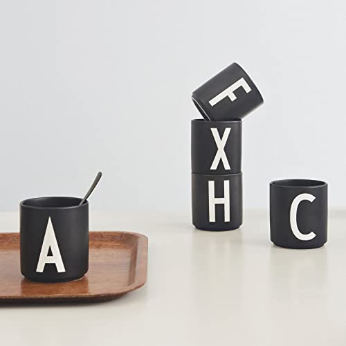 Design Letters Taza de porcelana personal (Negra) - S - Taza decorativa y apilable con muchas funciones, disponible de la A a la Z, los accesorios se venden por separado, 250 ml