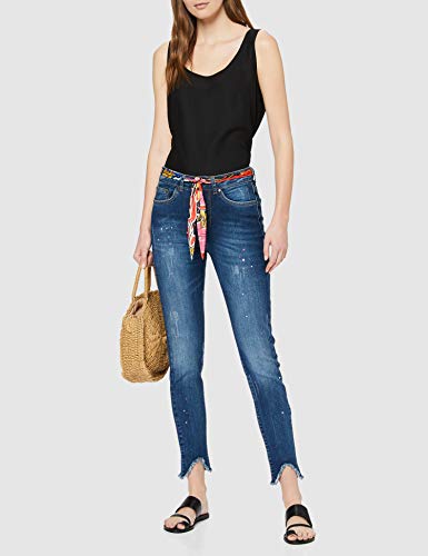 Desigual Rainbow Vaqueros Skinny, Azul (Denim Dark Blue 5008), No Aplica (Talla del Fabricante: 26) para Mujer