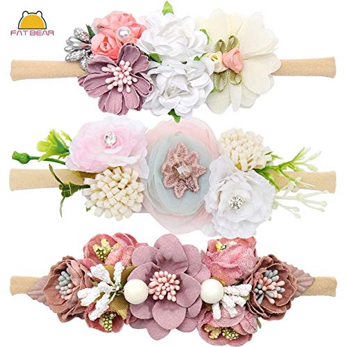 Diademas Peral bebé Vendas de la Flor Hecha a Mano for niñas Paquete de Nylon elástico Pelo de la Venda del bebé recién Nacido Hairband del Tocado de los Accesorios del Pelo (Color : G)