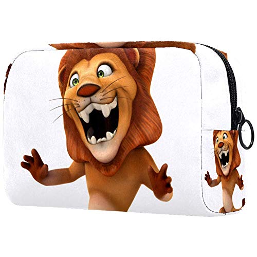 Dibujos animados León Oxford tela maquillaje bolsa monedero monedero organizador multifuncional hecho a mano bolsa de tela para las mujeres