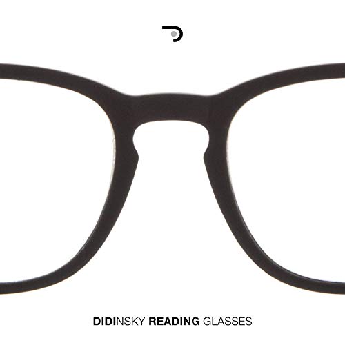 DIDINSKY Gafas de Presbicia con Filtro Anti Luz Azul para Ordenador. Gafas Graduadas de Lectura para Hombre y Mujer con Cristales Anti-reflejantes. Graphite +1.5 – TATE