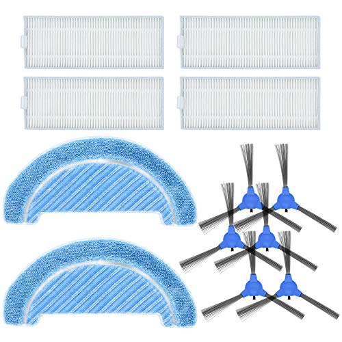 DingGreat Kit Accesorios de Recambio para Cecotec Robot Aspirador Conga Serie 1090 Repuestos Paquete de 4 filtros, 6 cepillos Laterales, 2 Trapos de fregona