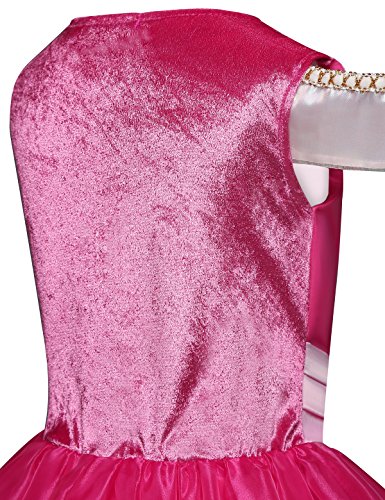 Disfraz de princesa Aurora para niñas de 3 a 10 años, color rosa fuerte Rosa hot pink 3-4 Years, Height 104 cm