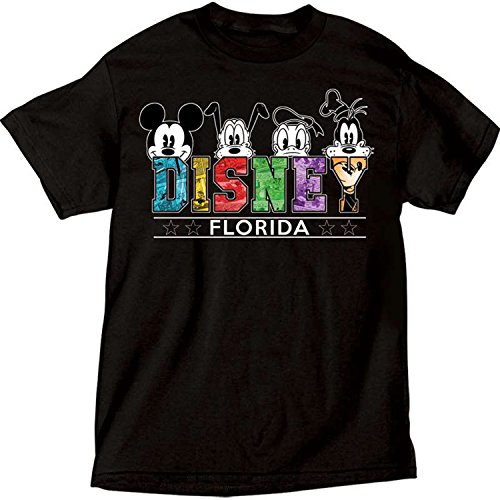 Disney Men's Florida Mickey Mouse Pluto Donald Goofy T Shirt (X-Large)