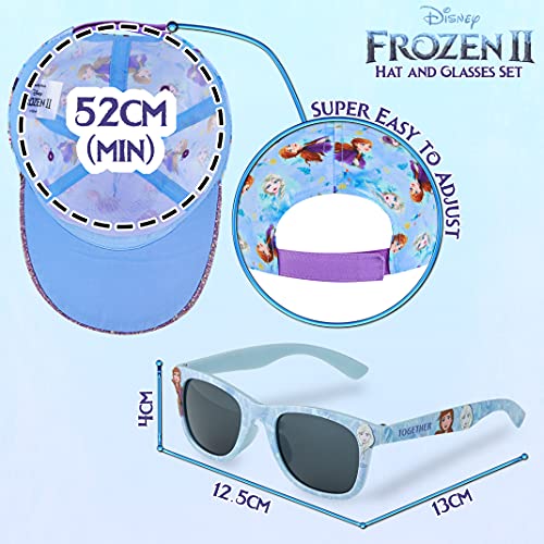 Disney Pack de Gorra Niña y Gafas de Sol Infantiles de Frozen, Gorra Infantil, Gafas de Sol Niña, Regalos para Niñas (Azul)