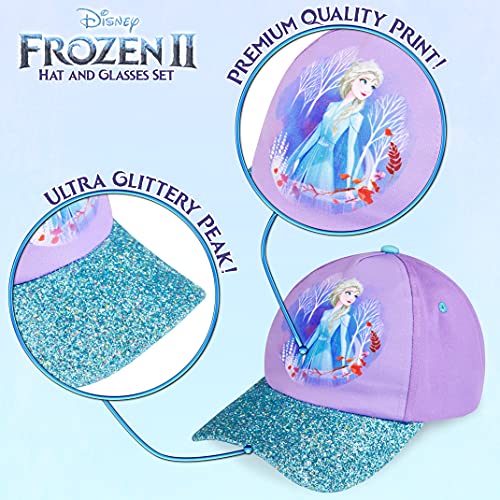 Disney Pack de Gorra Niña y Gafas de Sol Infantiles de Frozen, Gorra Infantil, Gafas de Sol Niña, Regalos para Niñas (Morado)