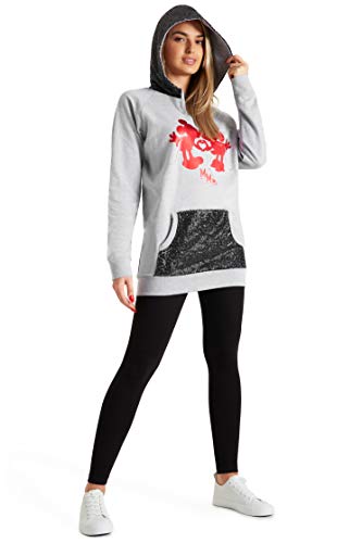 Disney Sudaderas Mujer, Sudadera Mujer con Capucha de Minnie y Mickey Mouse y Lentejuelas, Merchandising Oficial Regalos para Mujer y Adolescente Talla S-XL (Gris, L)