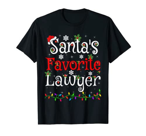 Divertida Navidad Iluminación De Santa Favorito Abogado Navidad Camiseta