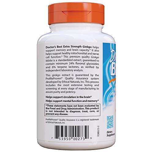 Doctor's Best Extra Strength Ginkgo, 120mg - 360 vcaps 360 Unidades 220 g