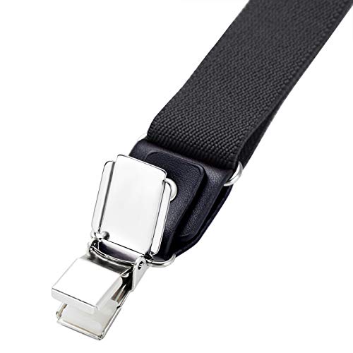 DonDon tirantes estrechos 2,5 cm para hombres con 3x clips en forma de Y - elástico y longitud ajustable - gris
