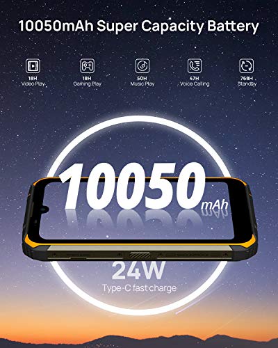 DOOGEE S59 Pro Movil Resistente, 10050mAh 4GB RAM+128GB ROM, IP68 IP69K Móvil Todoterreno, Potente Altavoz 2 W, Cámara Cuádruple 16MP Smartphone Android 10 4G, 5.71" Pulgada, WiFi, NFC/GPS, Naranja