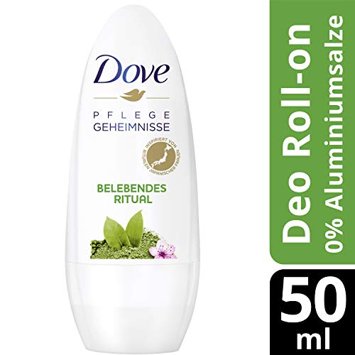 Dove Desodorante en roller, paquete de 6 unidades, aroma a té verde y flores de cerezo, sin aluminio, roll-on (6 x 50 ml)