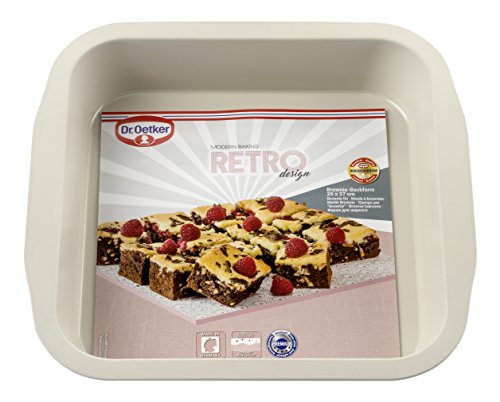 Dr. Oetker 4657 Retro Brownie Forma, Chapa de Acero, Color Rosa/Crema, 26 x 27 x 5 cm