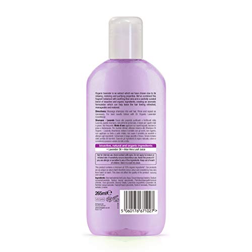 Dr. Organic Champú de lavanda aceite esencial puro equilibrio pelo Terapia