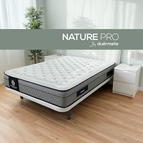 Duérmete Online - Colchón Premium Nature Pro Muelles Ensacados + Viscoelástica | Tecnología, Lujo y Confort | Tejido Tencel Natural, 135 x 190