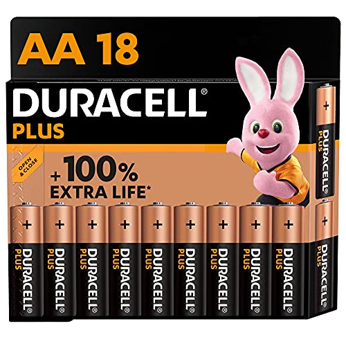 Duracell - Pilas alcalinas Plus AA, 1.5 Voltios LR6 MN1500, paquete de 18