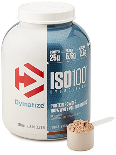 Dymatize ISO 100 Fudge Brownie 2,2kg - Hidrolizado de Proteína de Suero Whey + Aislado en Polvo