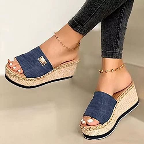 DZQQ Zapatillas de cuña de Verano, Zapatillas de Plataforma de tacón Alto para Mujer, Zapatos de Exterior para Mujer, Sandalias de cuña de Zueco básico, Sandalias con Chanclas