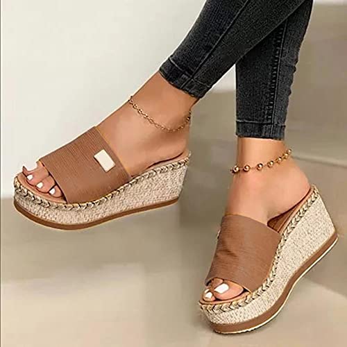 DZQQ Zapatillas de cuña de Verano, Zapatillas de Plataforma de tacón Alto para Mujer, Zapatos de Exterior para Mujer, Sandalias de cuña de Zueco básico, Sandalias con Chanclas