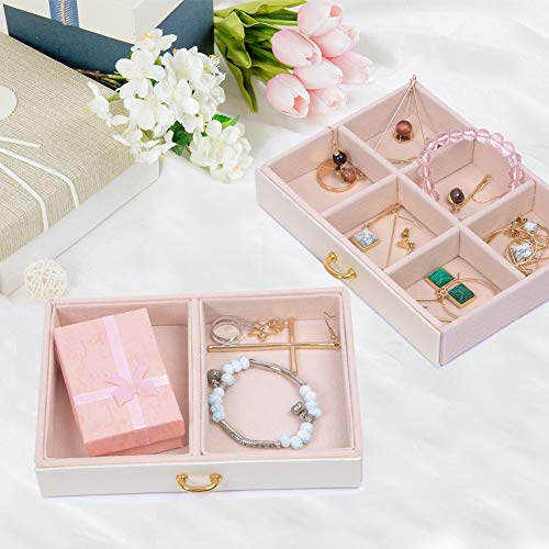 E-MANIS Caja Joyero Caja de Joyas,Estuche Rectangular para Guardar Joyas,Pendientes,Anillos y Collares,Espejo y Cajones,Tapa Elevable para Relojes (Blanco)