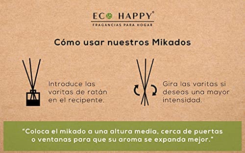 ECO HAPPY Ambientador Mikado Fragancia a Aire Fresco. 95ml. con agradables Notas Florales, Naturaleza y Aire Libre. para Hogar, Oficina o Negocio.