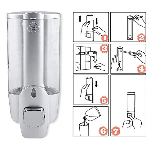 Eco Nature - Dispensador o Dosificador de Jabón Gel o Champú Liquido para Pared de Ducha o Baño 350 ML (Cromado)