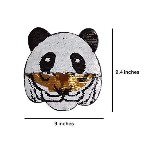 El parche de aplicación de lentejuelas Panda-Tiger se puede cambiar, coser en el parche dos patrones de animales Accesorios de ropa Panda-Tiger para camiseta, falda, pantalones, ropa infantil DIY