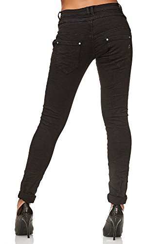 Elara Jeans para Mujer Boyfriend Baggy Botones Chunkyrayan Negro C613K-15/F15 Black 34/XS