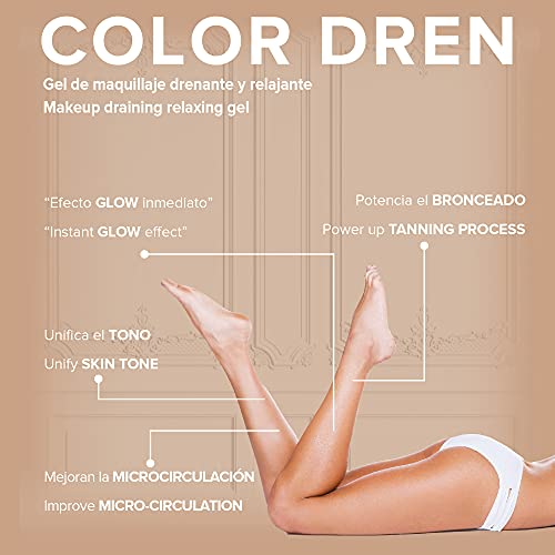 Elifexir Color Dren | Maquillaje para Piernas. Maquilla, Drena y Estiliza con Color Bronceado, Autobronceador Corporal, Crema Efecto Medias Invisibles, No Mancha y Rápida Absorción. 150ml