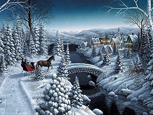 Emina 6000 Piezas Adultos, Rompecabezas Adultos Carriage Snow Scene,6000piece Rompecabezas de Madera Puzzle de impresión de Alta definición, Jugar con la Familiameasures 218 x 105cm(86x42in)