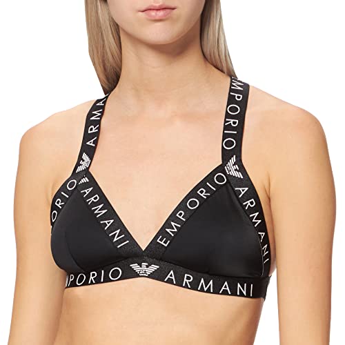 Emporio Armani Sporty Microfiber Sujetador Deportivo Triangular, Mujer, Negro, M