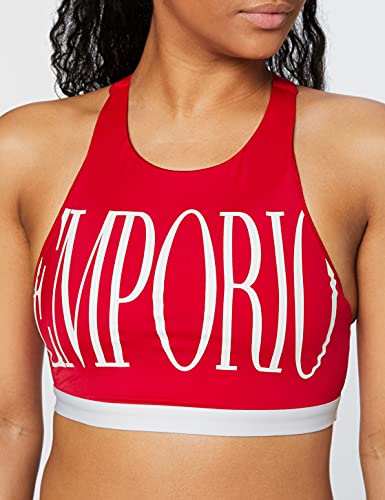 Emporio Armani Swimwear Halter Top & Brief Bikini Bold Logo Juego Biquini, Rojo, S para Mujer