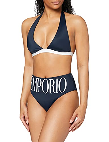 Emporio Armani Swimwear Triangle & High Brief Bikini Bold Logo Juego Biquini, Marine, S para Mujer