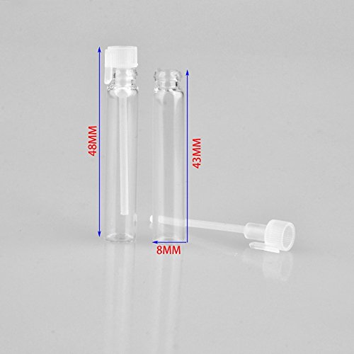 Enslz 100 botellas de perfume de cristal con gotas y viales vacías, para aceites esenciales, aromaterapia, 1 ml