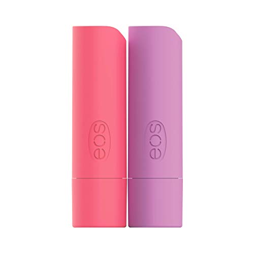 eos Bálsamo labial de karité súper suave – melocotón fresa y malvavisco tostado, hidratación 24 horas, cuidado de labios para hidratar los labios secos, sin gluten, 1.5 onzas, 2 unidades