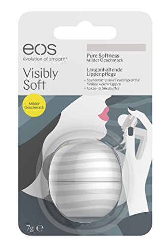 eos Visibly Soft Pure Softness Lip Bálsamo labial hidratante, cuidado intensivo natural para labios secos, ayudante de belleza, 1 x 7 g