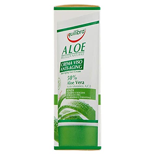 Equilibra Cuidado Facial, Crema Facial Antienvejecimiento a Base de Aloe Vera con Efecto Hidratante, Calmante y Protector para Prevenir las Arrugas y los Signos de Envejecimiento, 50 ml