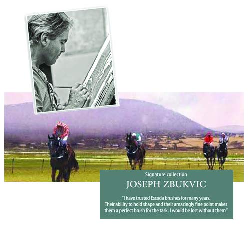 ESCODA Set 3 Pinceles Acuarela - N.8,10,12 Redondo Punta Pelo Sintético Set 1 Joseph Zbukvic Serie Perla Profesional Fabricado a Mano en España.