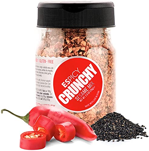 ESPICY - Crunchy Sesame Mix 70 g | Sazonador Picante a base de Sésamo, Chili, Cebolla y Ajo Secos, Semillas de Amapola y Sal | Salado y Crujiente | Hecho en España | Picor: 4/10