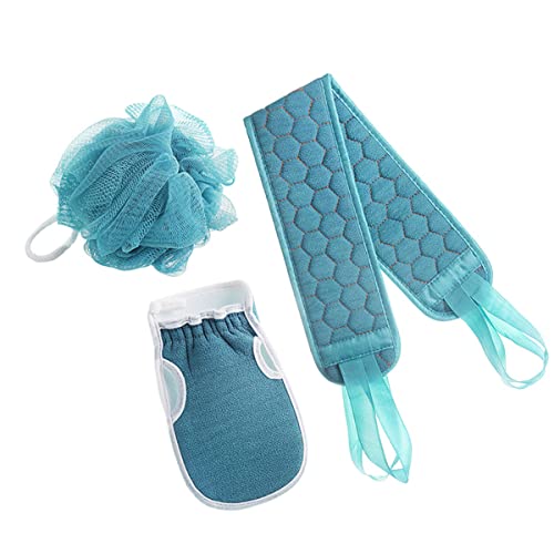 Esponja para la Espalda de Luffa Hillylolly 3 Piezas Juego de Esponja Exfoliante Corporal con Guante Exfoliante Ducha, Esponja de Ducha de Baño, Esponja de Ducha para Exfoliar & Body Scrub 57,5cm