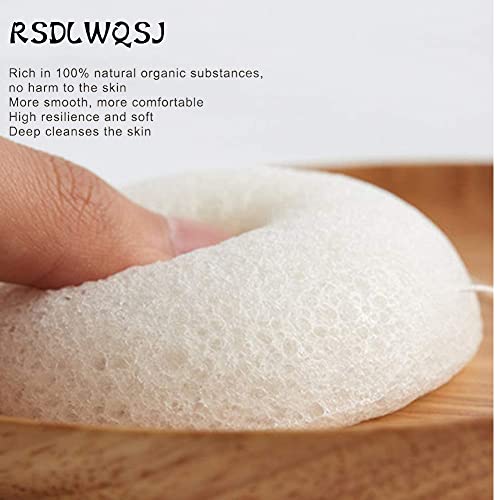 Esponja RSDLWQSJ Facial (4 Piezas), Sponge Set para Limpieza y Exfoliación Profunda de Poros, Naturales Carbón de Bambú/Té Verde/Esponja Rosado/Esponja Blanca, Esponjas Faciales para Todo Tipo de Piel