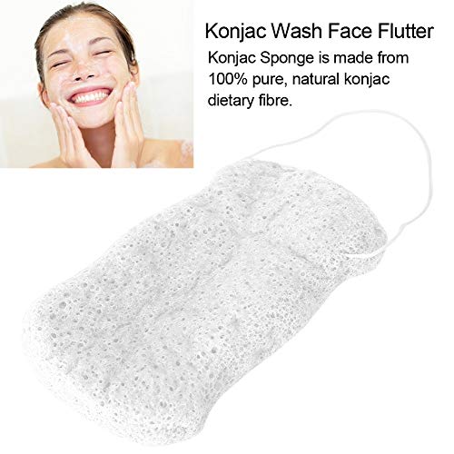 Esponjas faciales Esponja Konjac Tipo de onda larga Cuerpo Konjac Wash Face Flutter Esponjas faciales naturales para el cuidado del cuerpo Exfoliante suave Limpieza profunda para(Blanco)